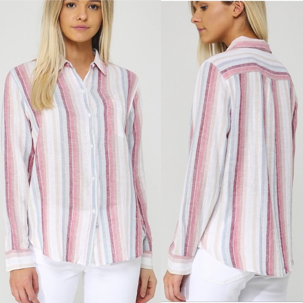 Rails Charli Button Down Top Tropic Metallic Stri… - image 2